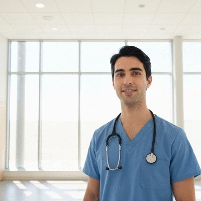 Professional healthcare worker in a modern Tasmanian clinic environment
